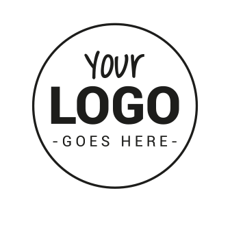 white background with a black circle. inside the circle it says your logo goes here